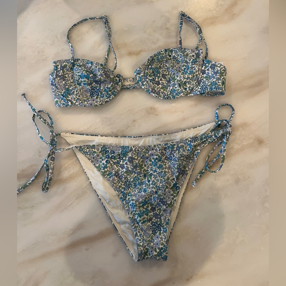MC2 Saint Barth Blue & Green Floral Tie-Side Bikini